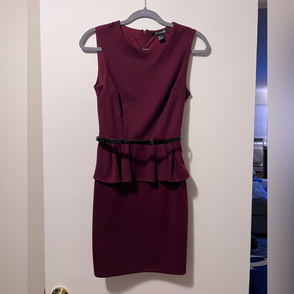 Burgundy peplum dress-lightly used !
